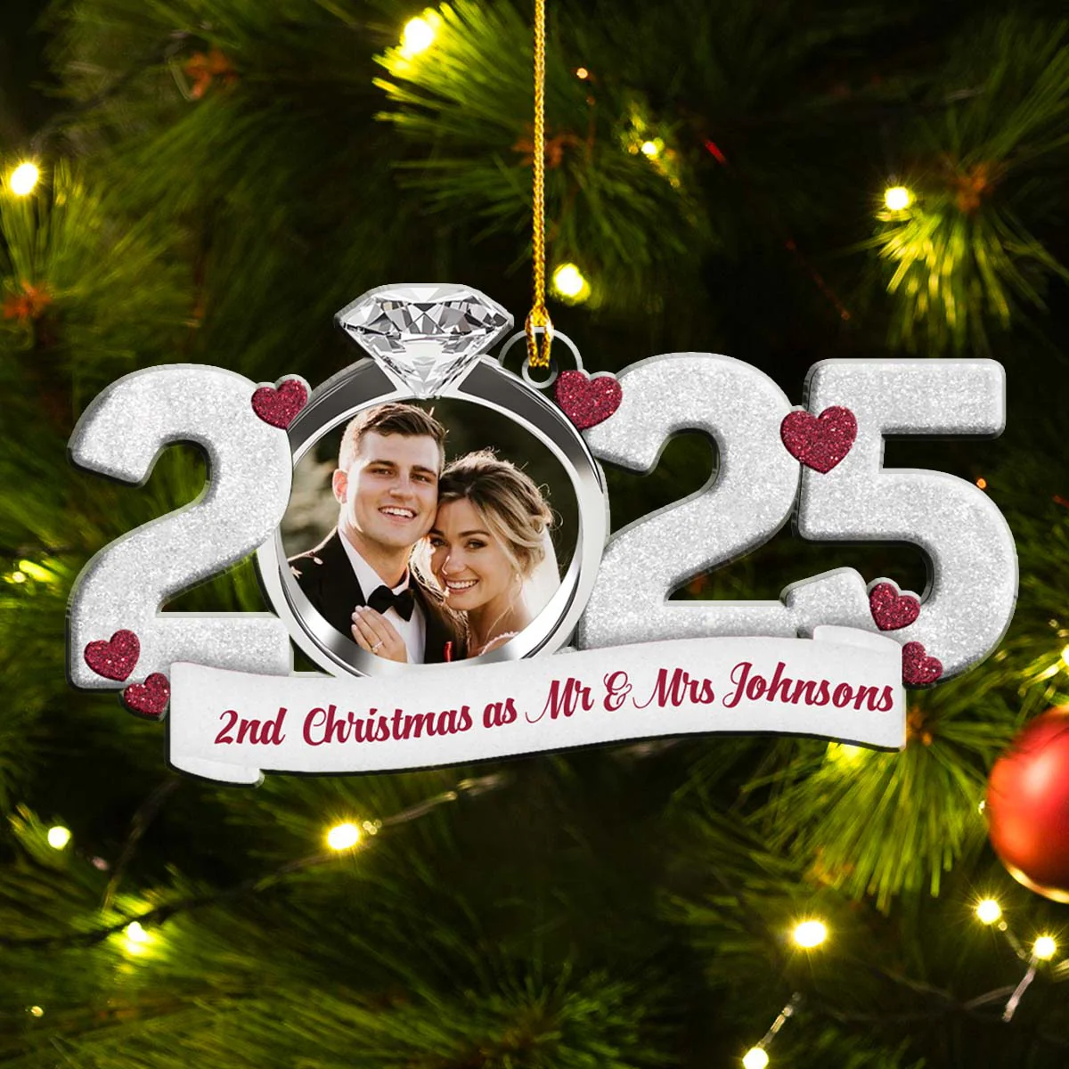 First Christmas As Mr And Mrs 2 - Personalized Custom Acrylic Ornament - Image 3