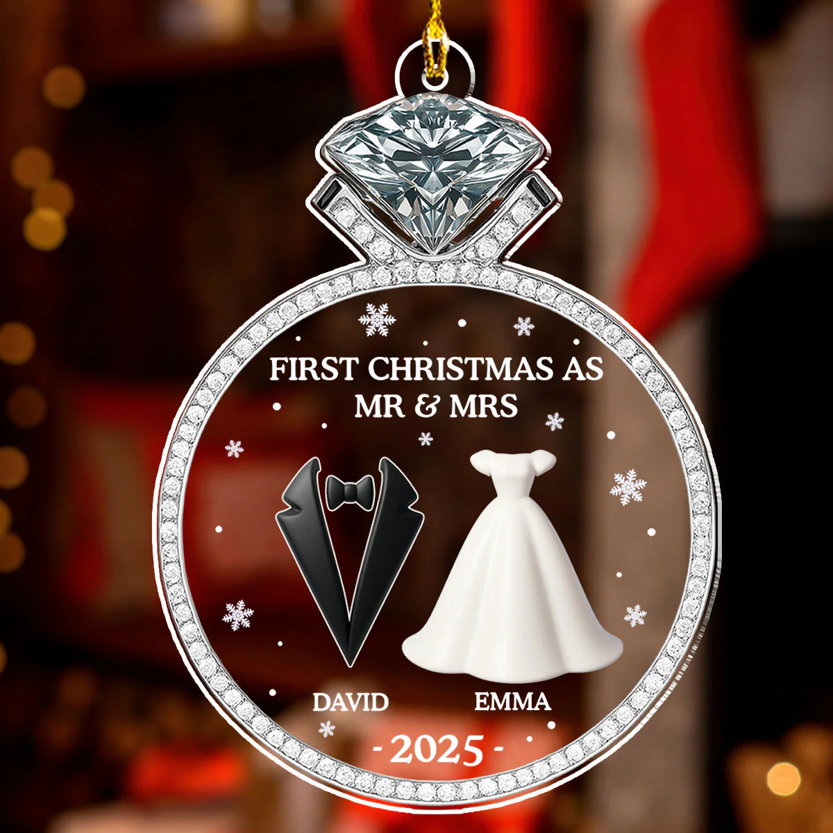 First Christmas As Mr And Mrs 2025 - Personalized Custom Acrylic Ornament - Image 5