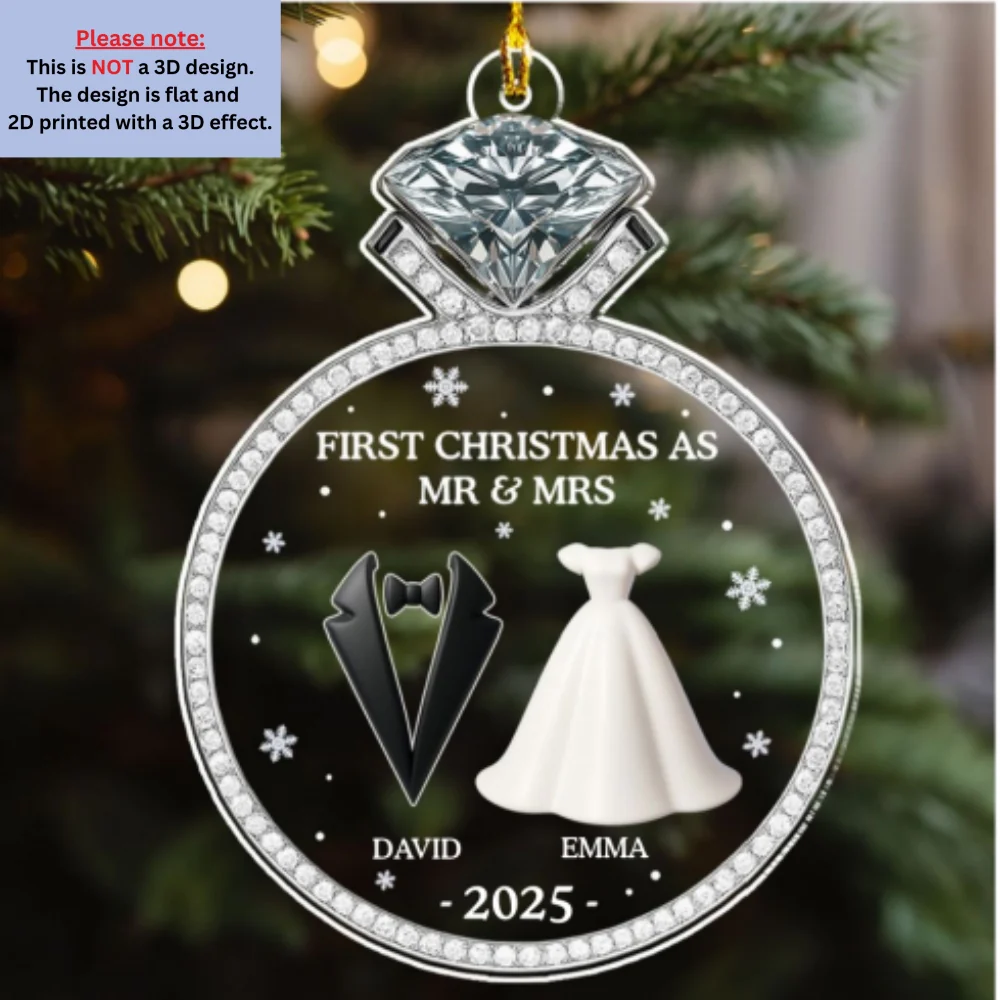 First Christmas As Mr And Mrs 2025 - Personalized Custom Acrylic Ornament - Image 7