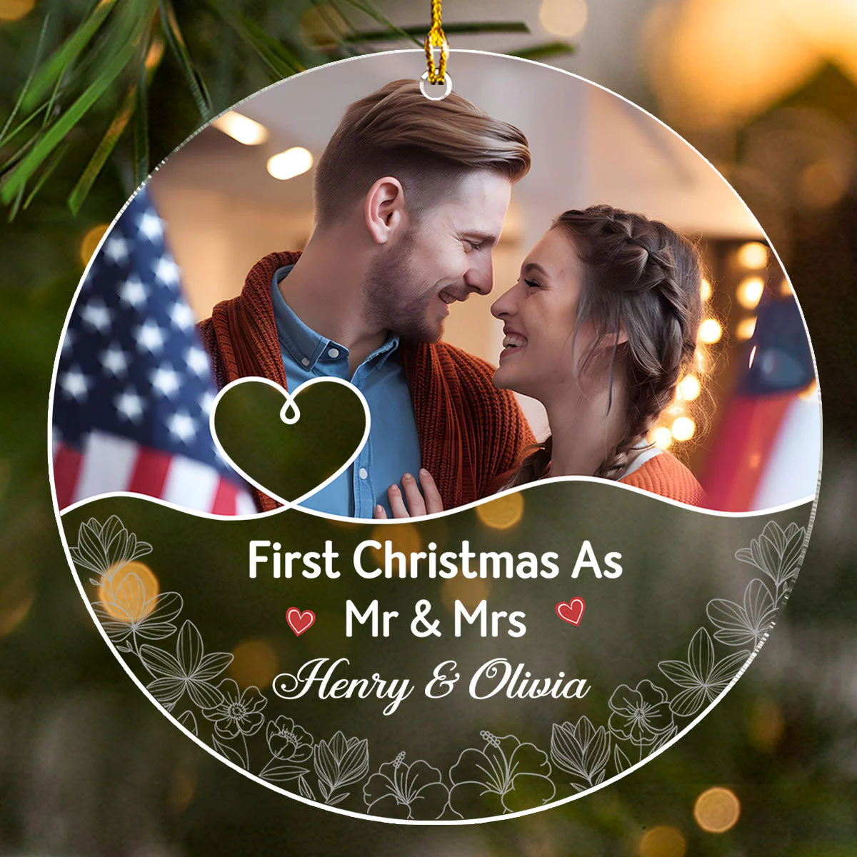 First Christmas As Mr And Mrs Couples - Personalized Custom Acrylic Ornament - Image 2