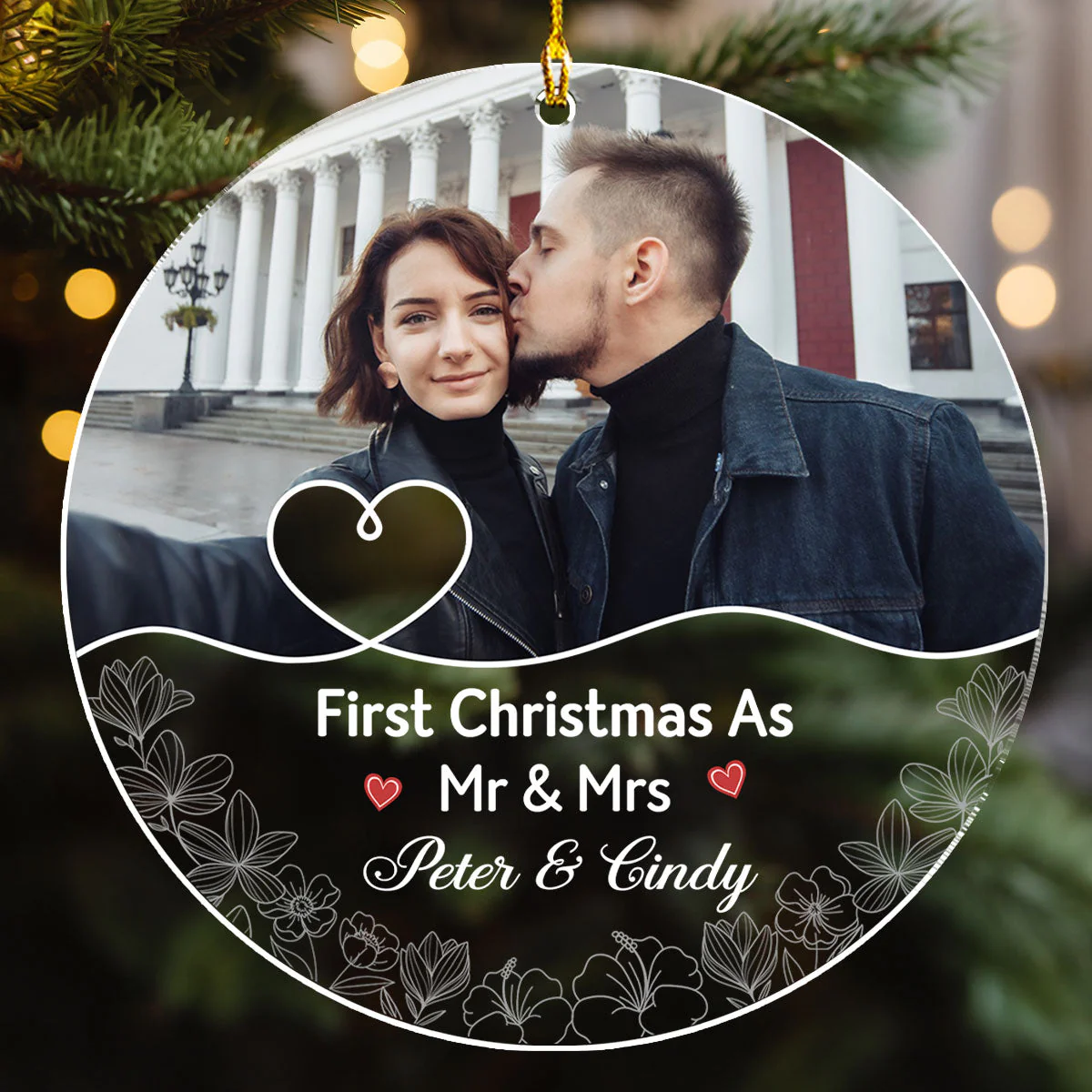 First Christmas As Mr And Mrs Couples - Personalized Custom Acrylic Ornament - Image 3
