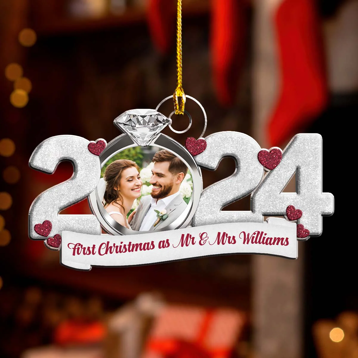 First Christmas As Mr And Mrs - Personalized Custom Acrylic Ornament - Image 2