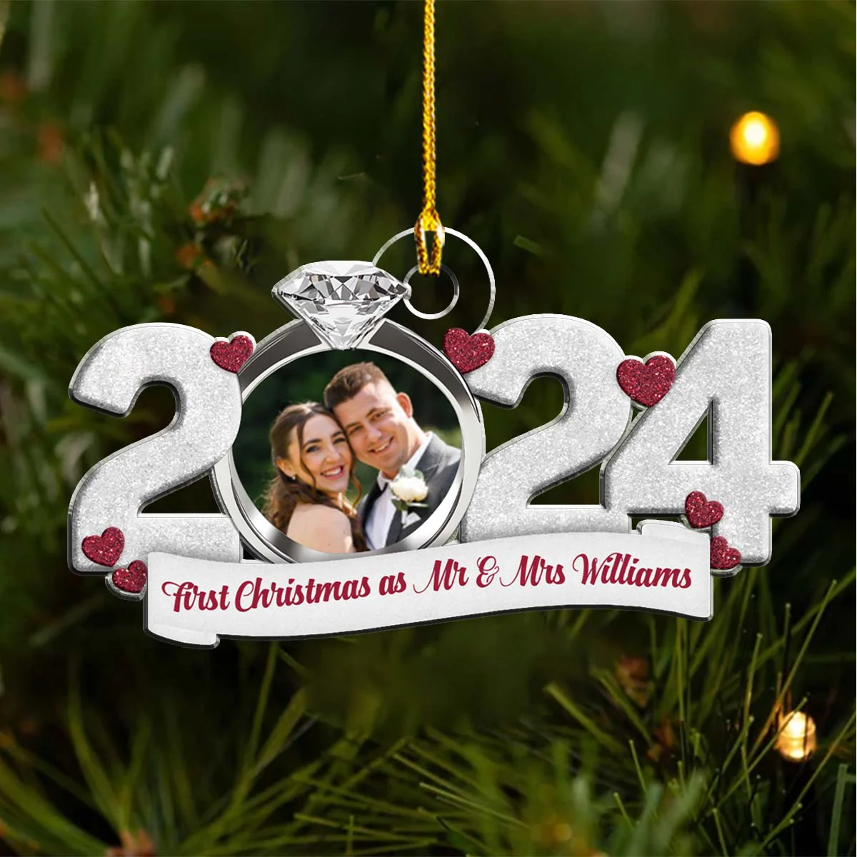 First Christmas As Mr And Mrs - Personalized Custom Acrylic Ornament - Image 3