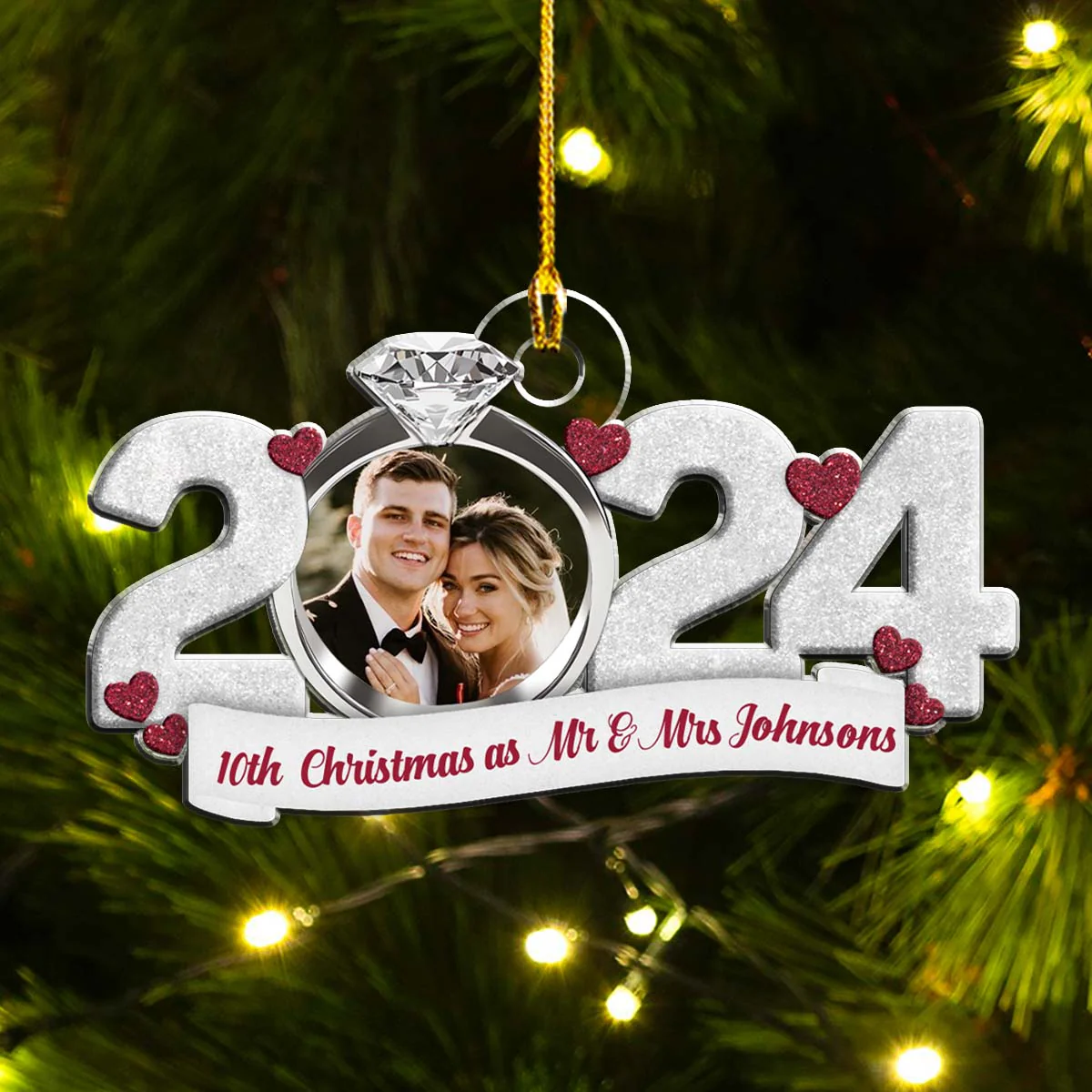 First Christmas As Mr And Mrs - Personalized Custom Acrylic Ornament - Image 5