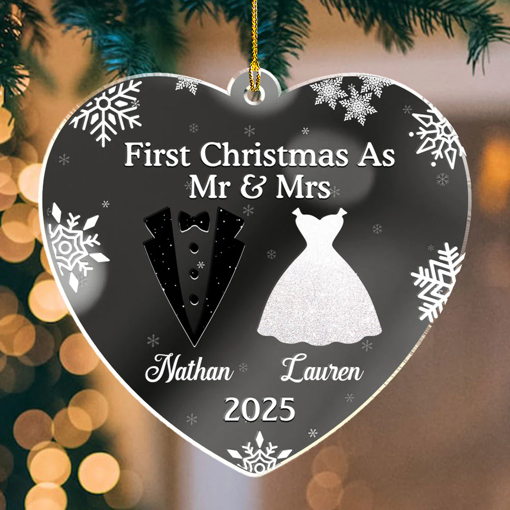 First Christmas As - Personalized Custom Mirrored Acrylic Ornament - Image 3