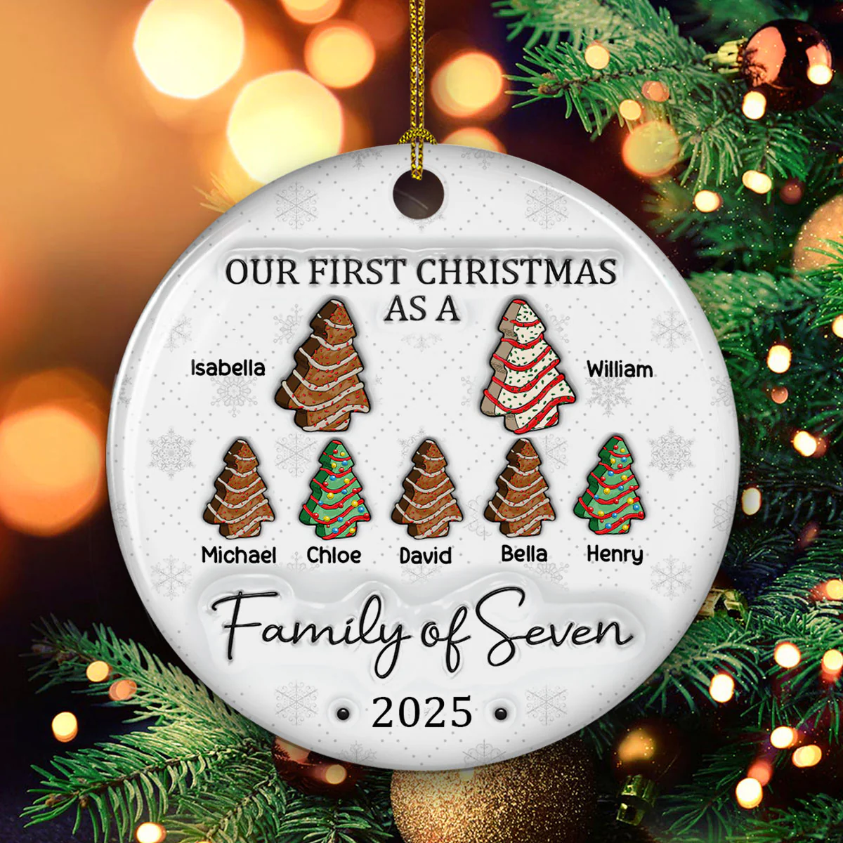 First Christmas Christmas Tree Cakes - Personalized Custom 3D Inflated Effect Ceramic Ornament - Image 4