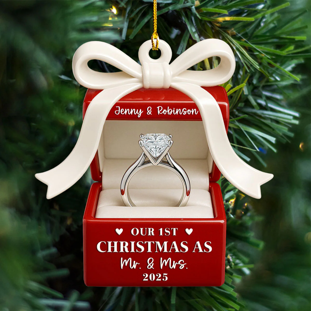 First Christmas Couple - Personalized Custom Acrylic Ornament - Image 3