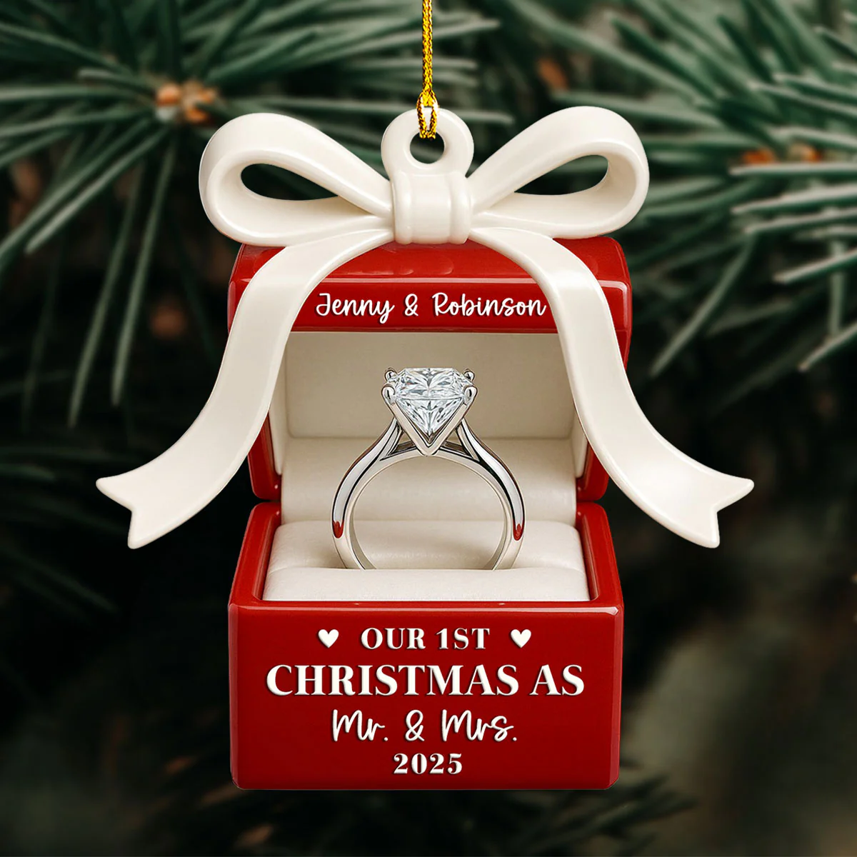 First Christmas Couple - Personalized Custom Acrylic Ornament - Image 4
