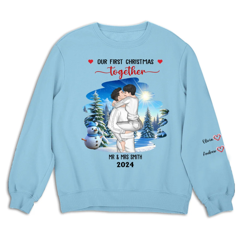 First Christmas Couple - Personalized Custom Sweatshirt - Image 10