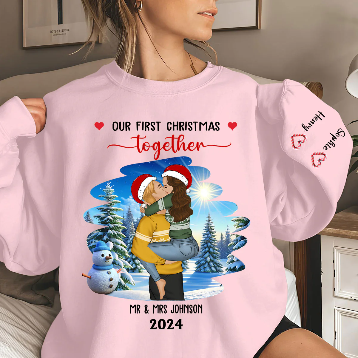 First Christmas Couple - Personalized Custom Sweatshirt - Image 2