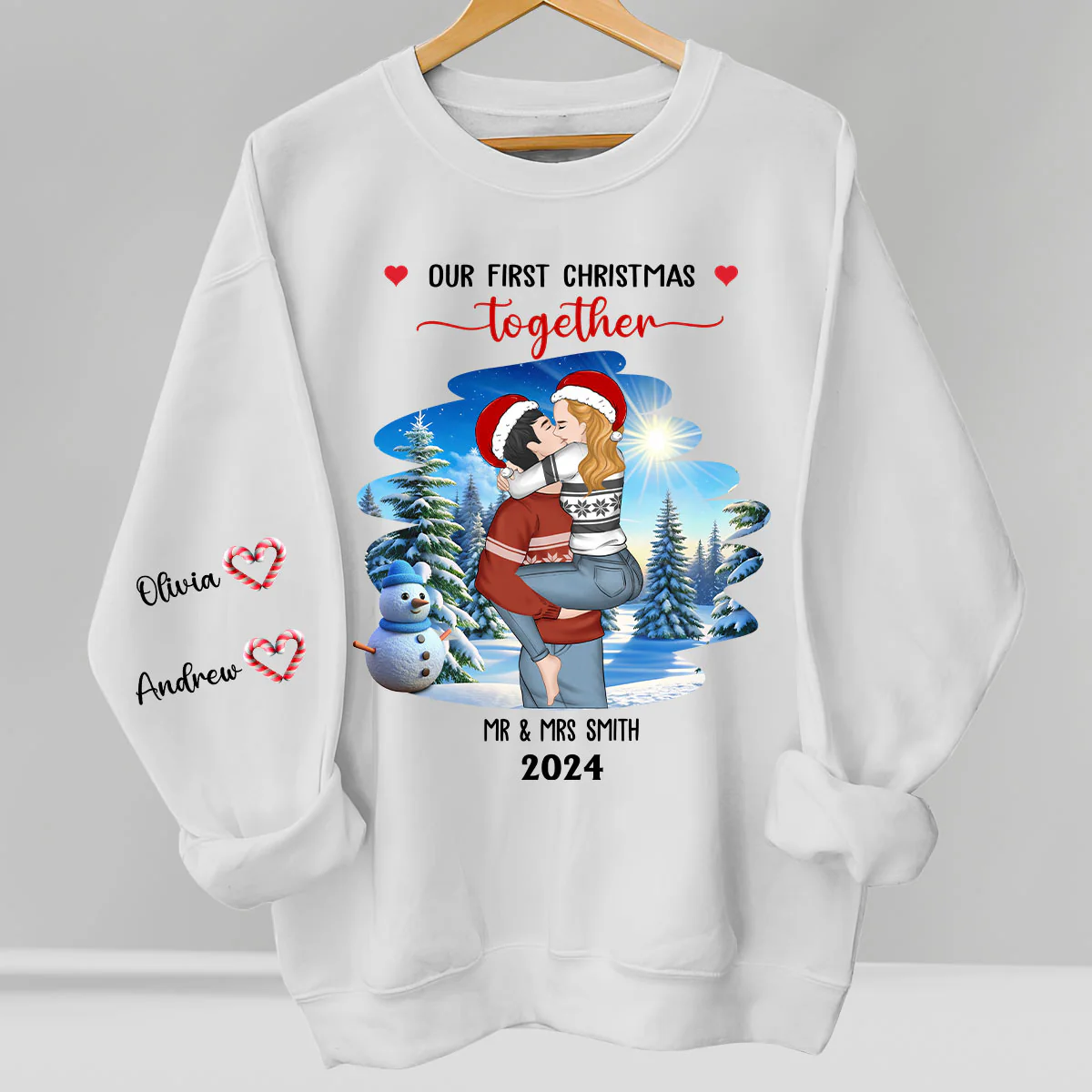 First Christmas Couple - Personalized Custom Sweatshirt - Image 5
