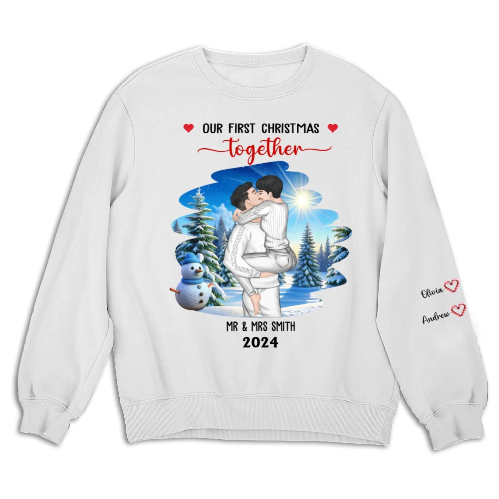 First Christmas Couple - Personalized Custom Sweatshirt - Image 6