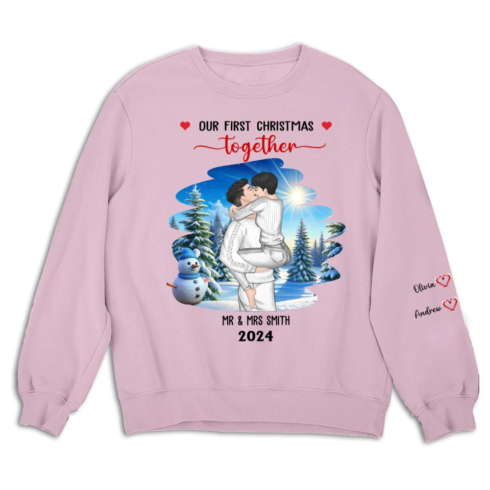 First Christmas Couple - Personalized Custom Sweatshirt - Image 8