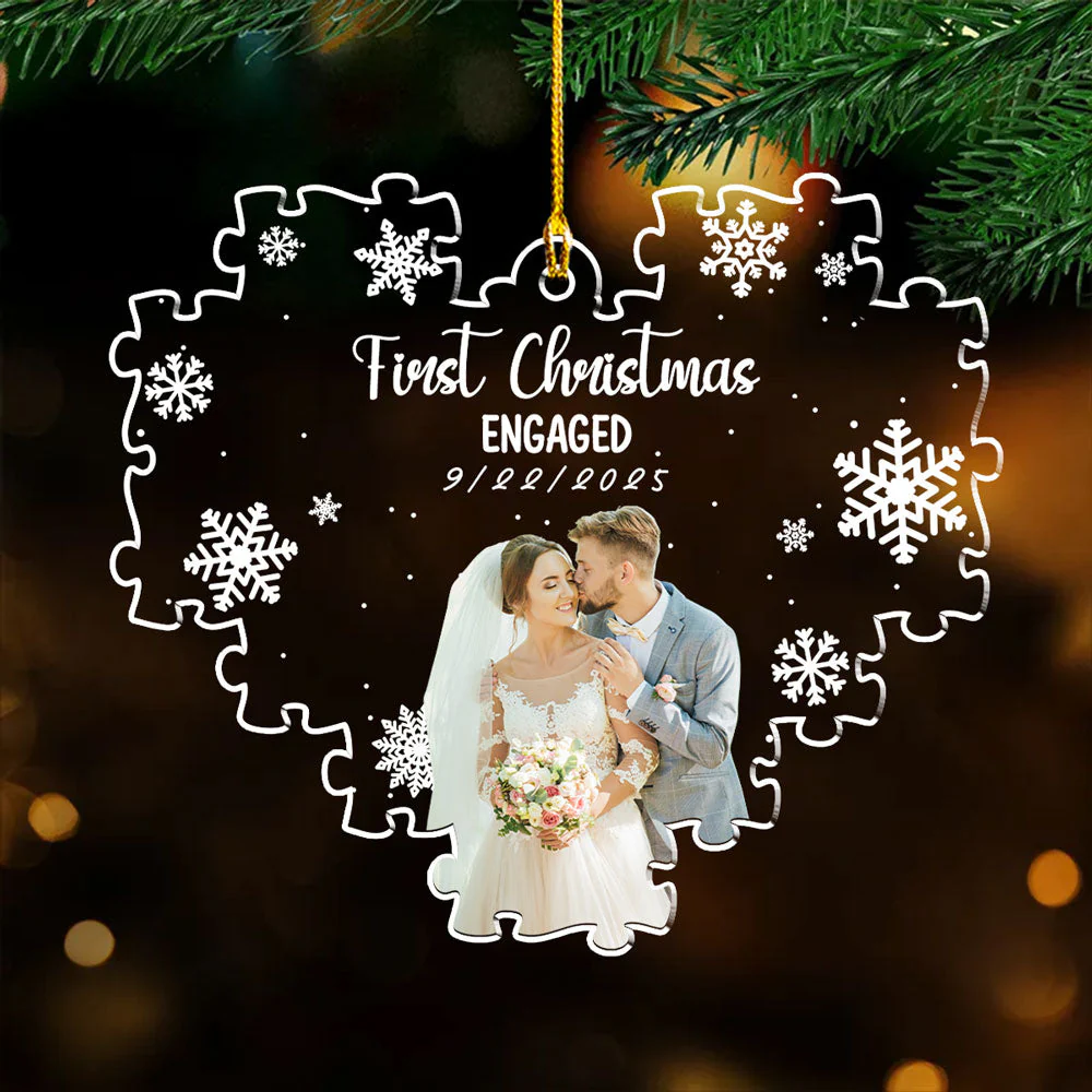 First Christmas Couple Photo - Personalized Custom Acrylic Ornament - Image 3
