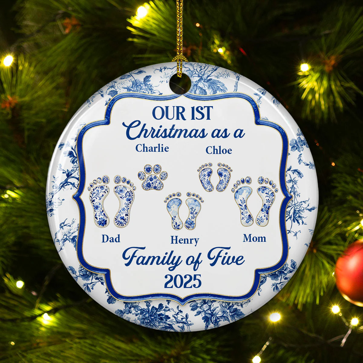 First Christmas Family - Personalized Custom Ceramic Ornament - Image 2