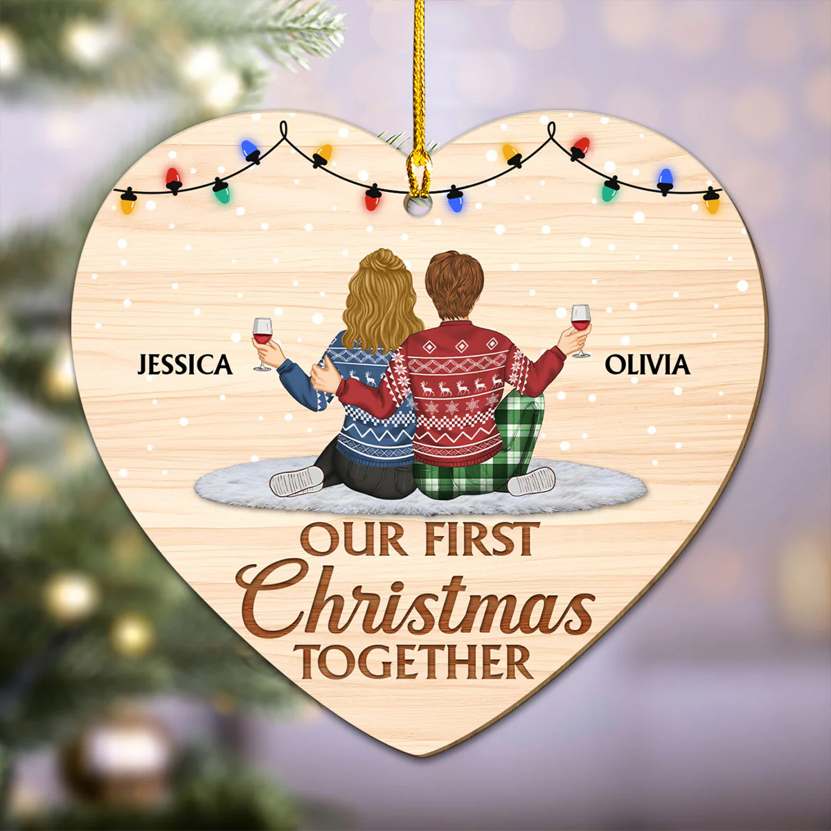First Christmas Together - Personalized Custom Wood Ornament - Image 2