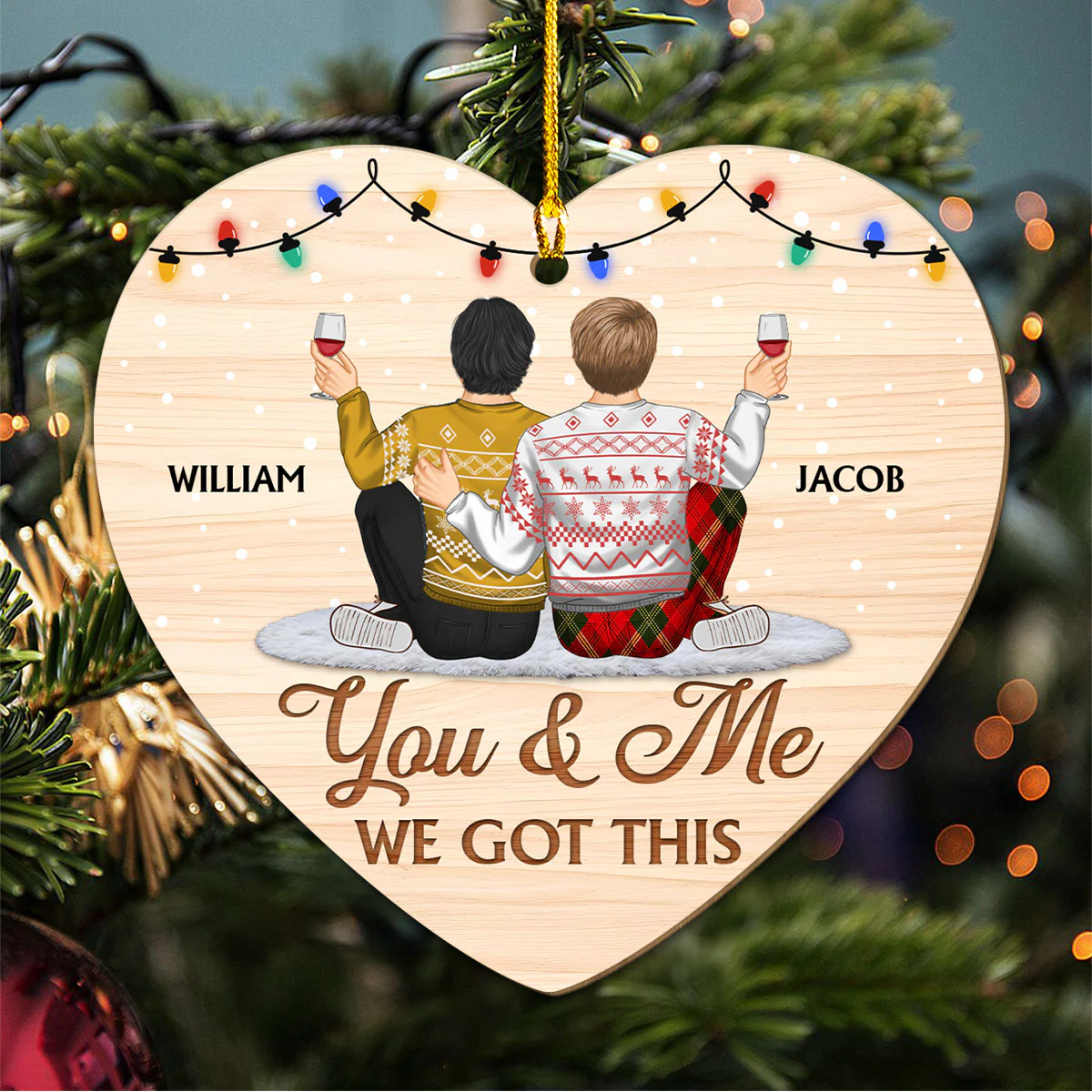 First Christmas Together - Personalized Custom Wood Ornament - Image 3