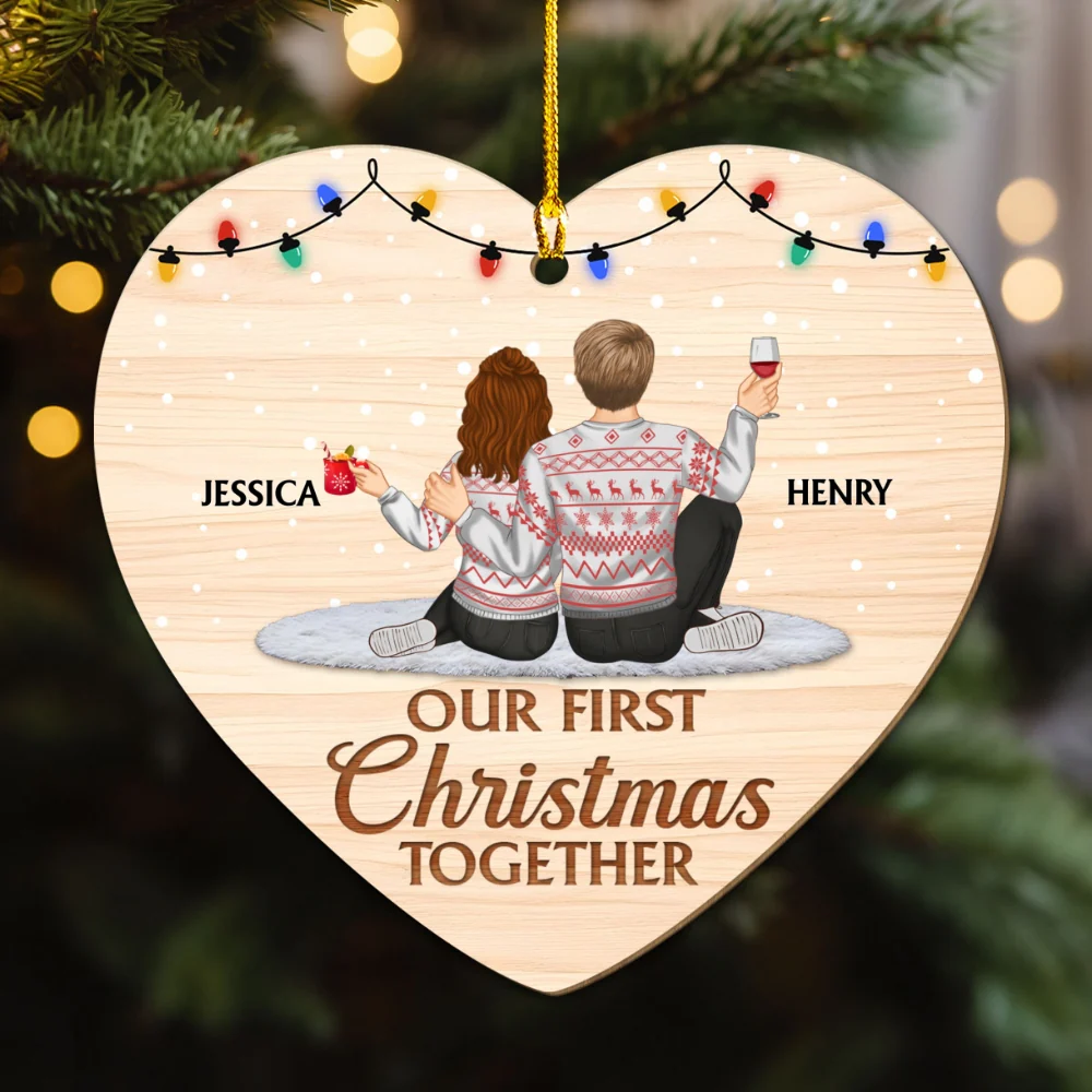 First Christmas Together - Personalized Custom Wood Ornament - Image 4