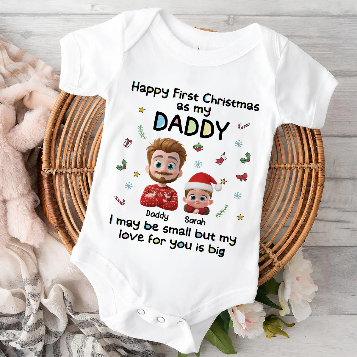First Christmas With Baby - Personalized Custom Baby Onesie - Image 2