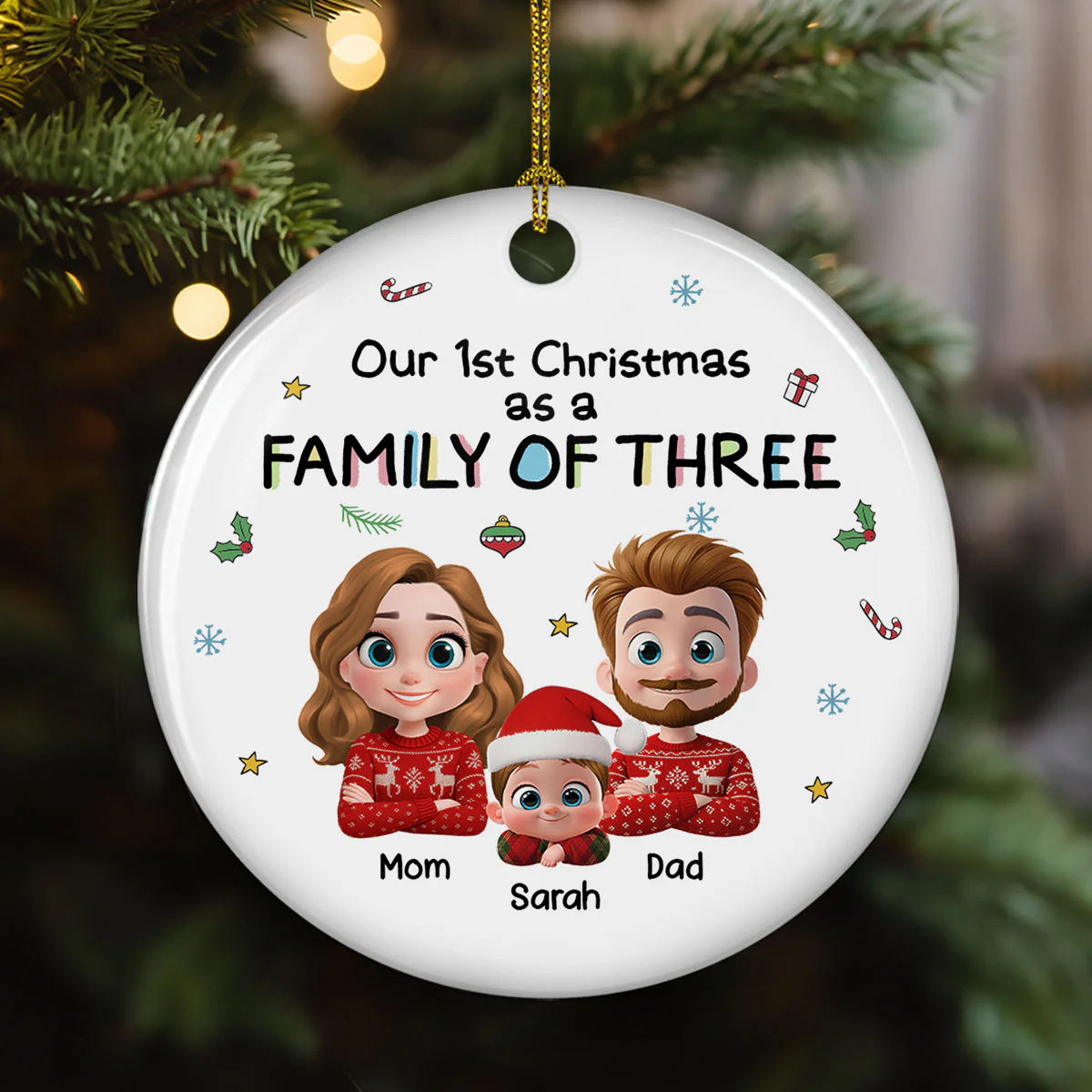 First Christmas With Baby - Personalized Custom Ceramic Ornament