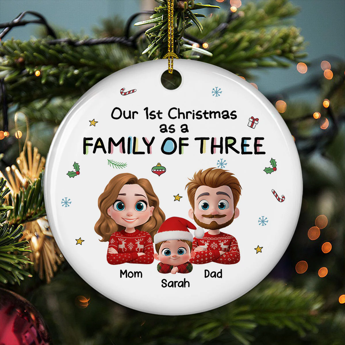 First Christmas With Baby - Personalized Custom Ceramic Ornament - Image 2