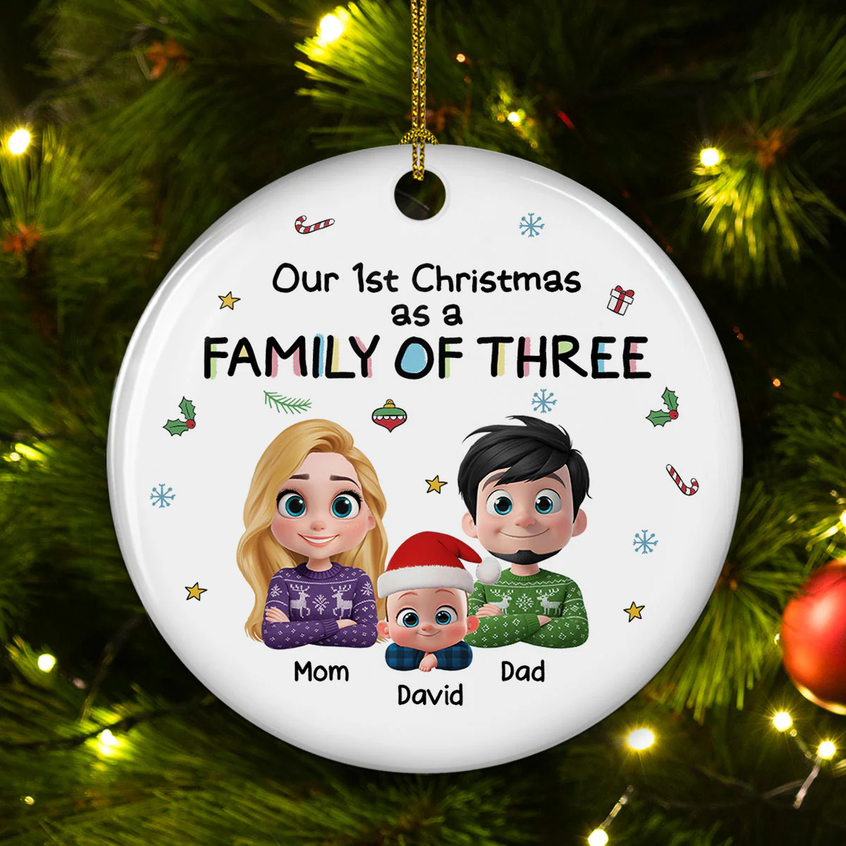 First Christmas With Baby - Personalized Custom Ceramic Ornament - Image 3