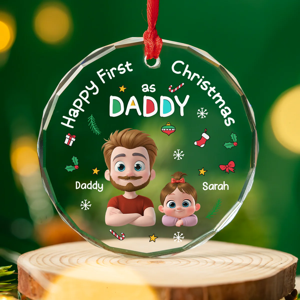First Christmas With Baby - Personalized Custom Glass Ornament - Image 3