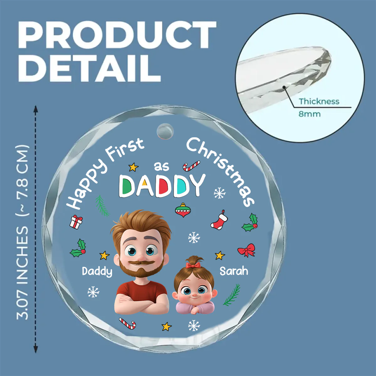 First Christmas With Baby - Personalized Custom Glass Ornament - Image 6