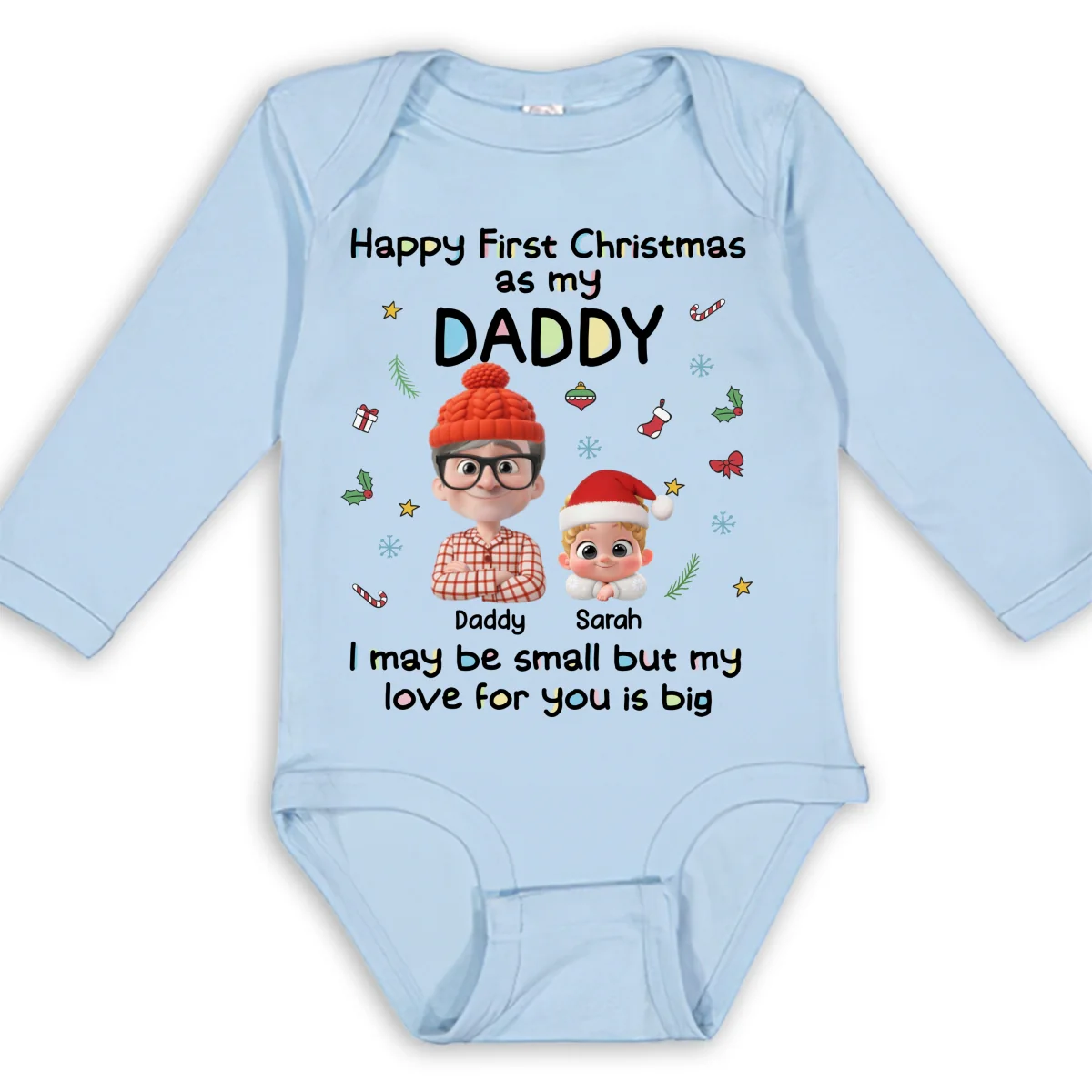 First Christmas With Baby - Personalized Custom Long Sleeve Baby Onesie - Image 8
