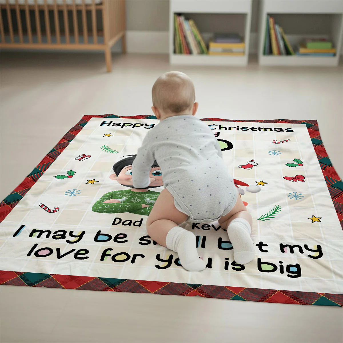 First Christmas With Dad - Personalized Custom Fleece Blanket - Image 5