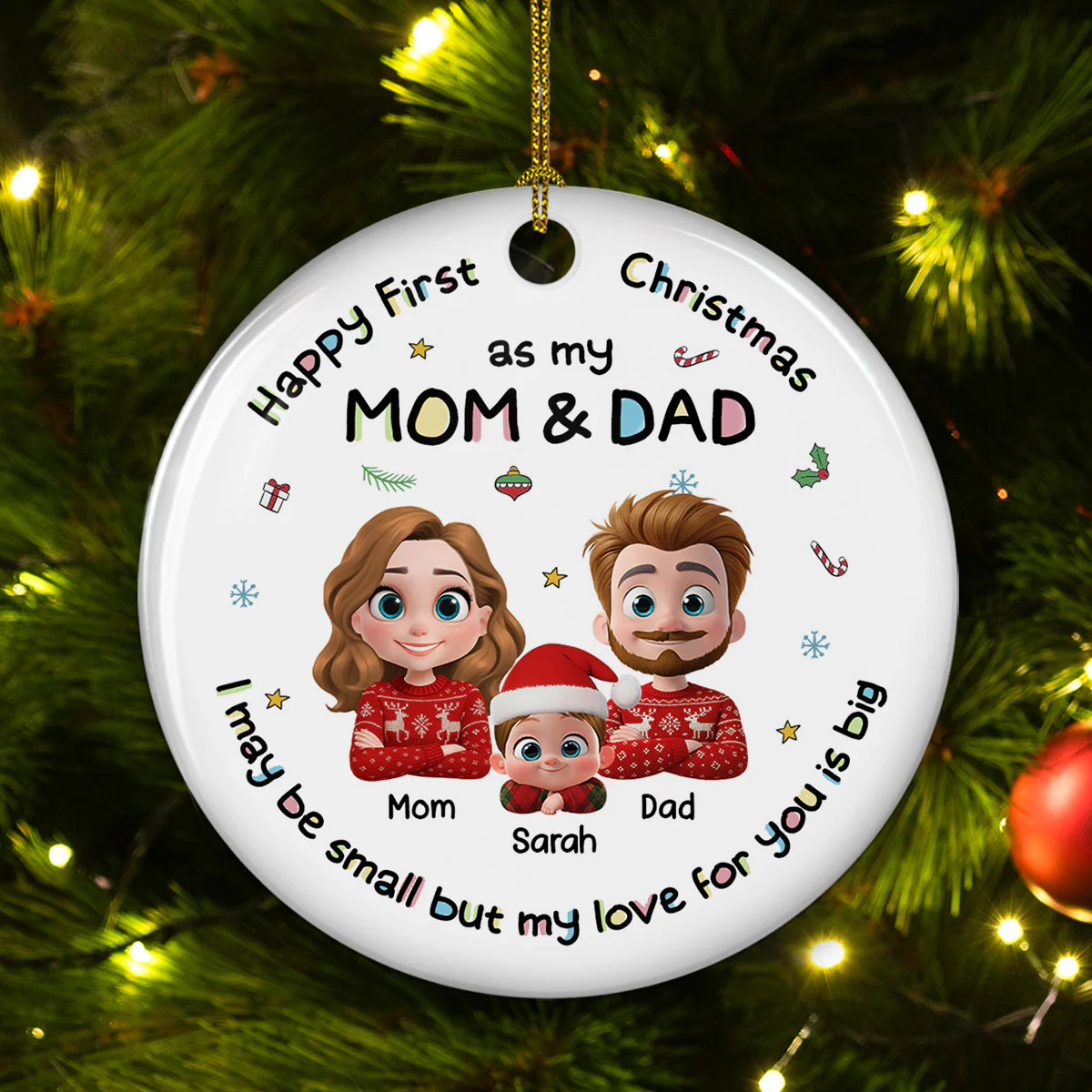 First Christmas With Mom And Dad - Personalized Custom Ceramic Ornament - Image 2