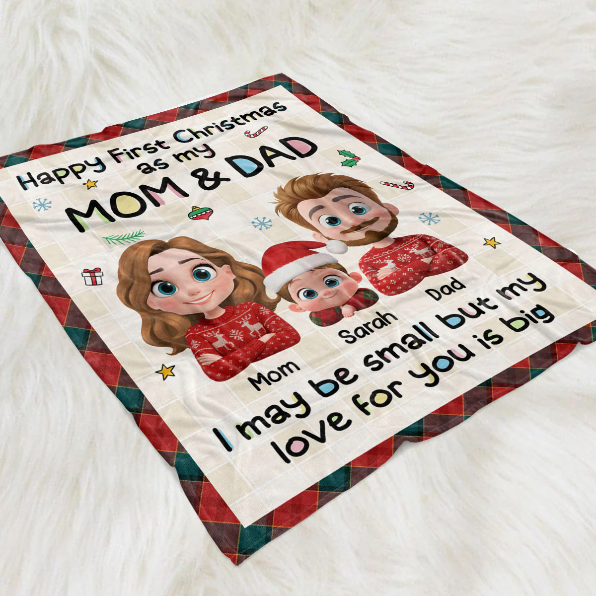 First Christmas With Mom And Dad - Personalized Custom Fleece Blanket - Image 3