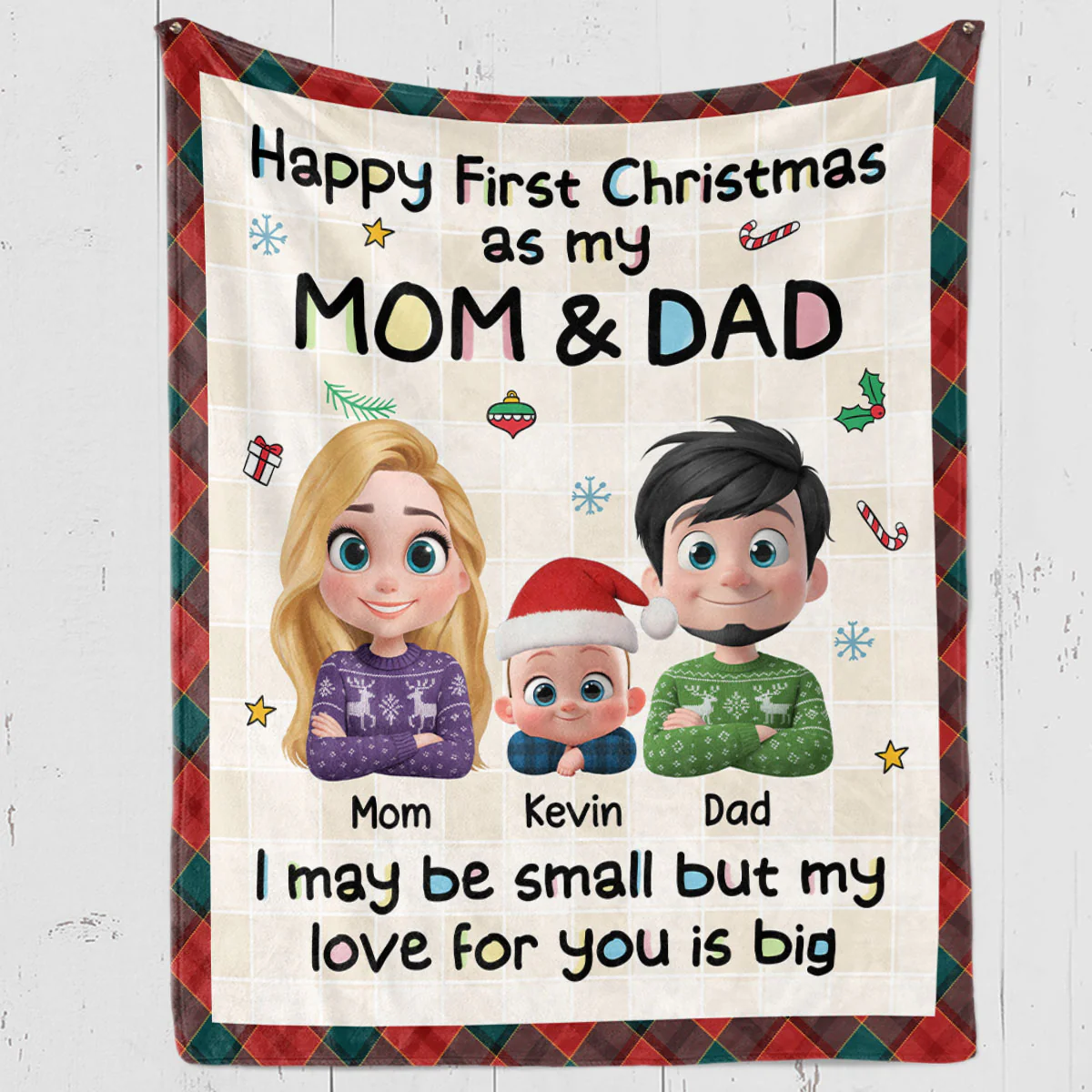 First Christmas With Mom And Dad - Personalized Custom Fleece Blanket - Image 4