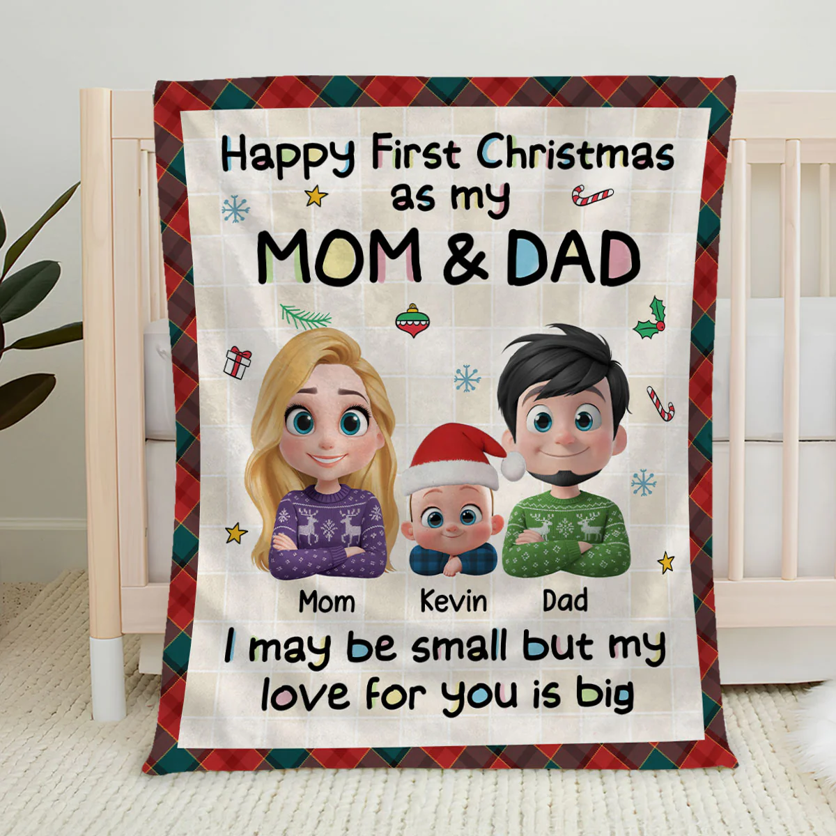 First Christmas With Mom And Dad - Personalized Custom Fleece Blanket - Image 5