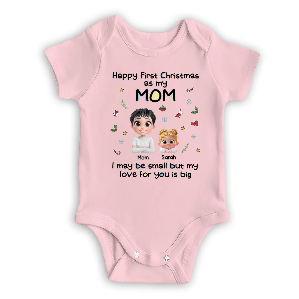 First Christmas With Mom - Personalized Custom Baby Onesie - Image 10