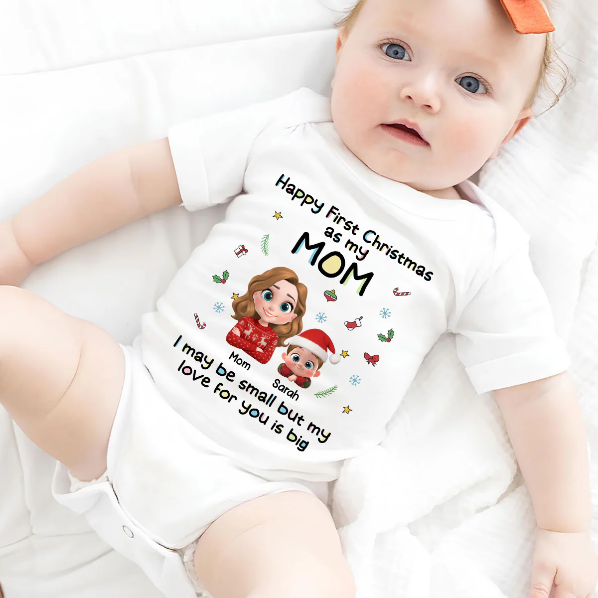 First Christmas With Mom - Personalized Custom Baby Onesie - Image 4