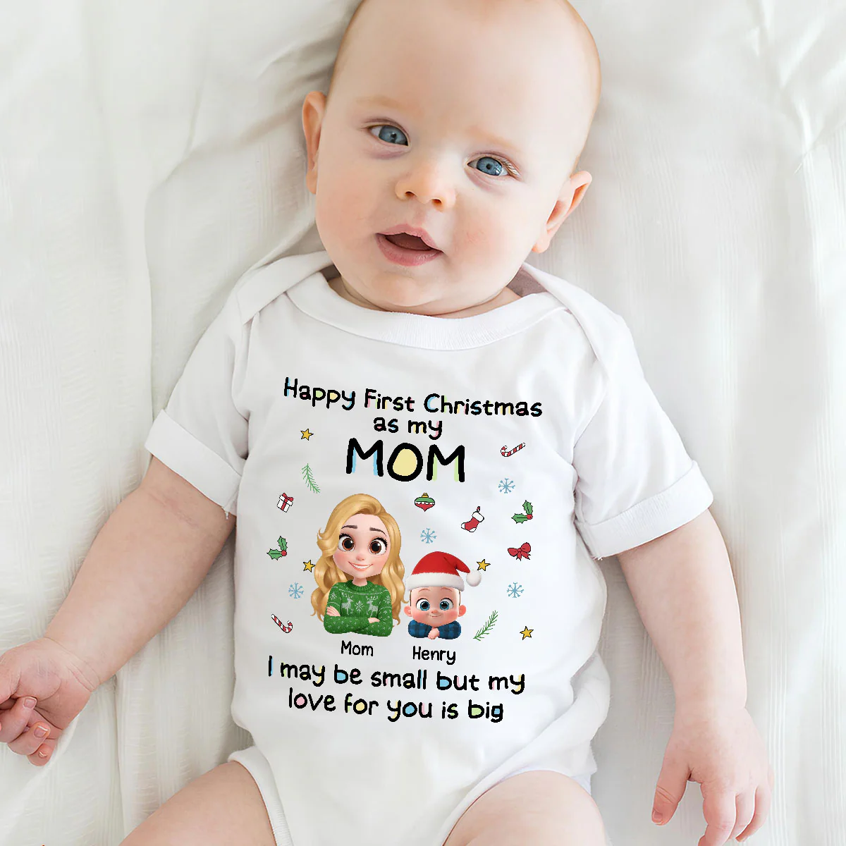 First Christmas With Mom - Personalized Custom Baby Onesie - Image 6