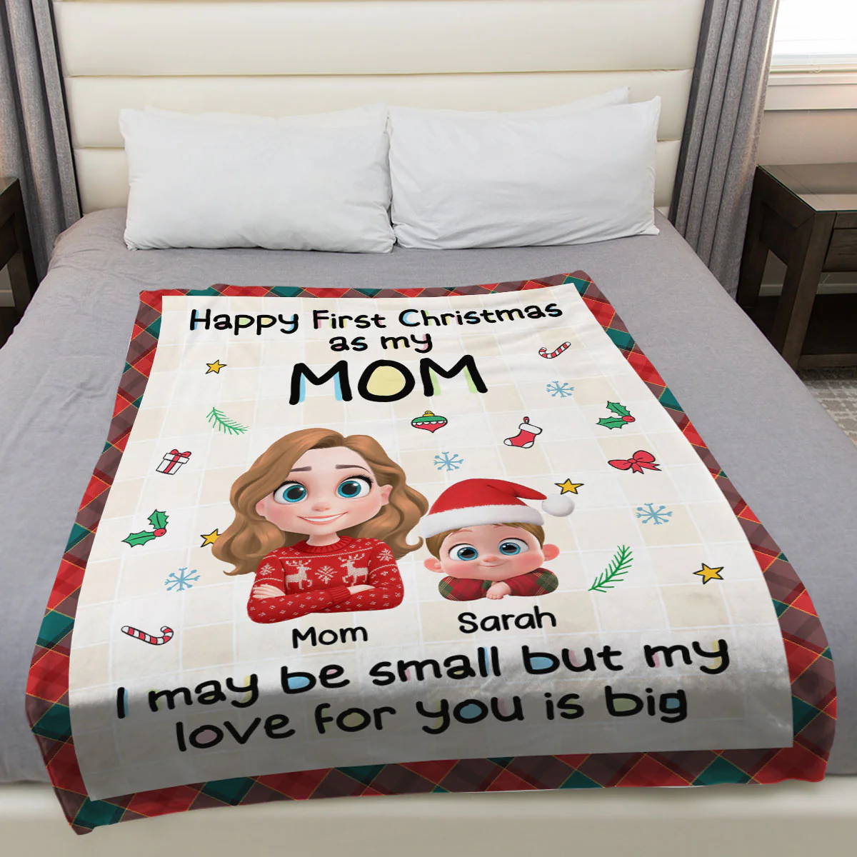 First Christmas With Mom - Personalized Custom Fleece Blanket - Image 2