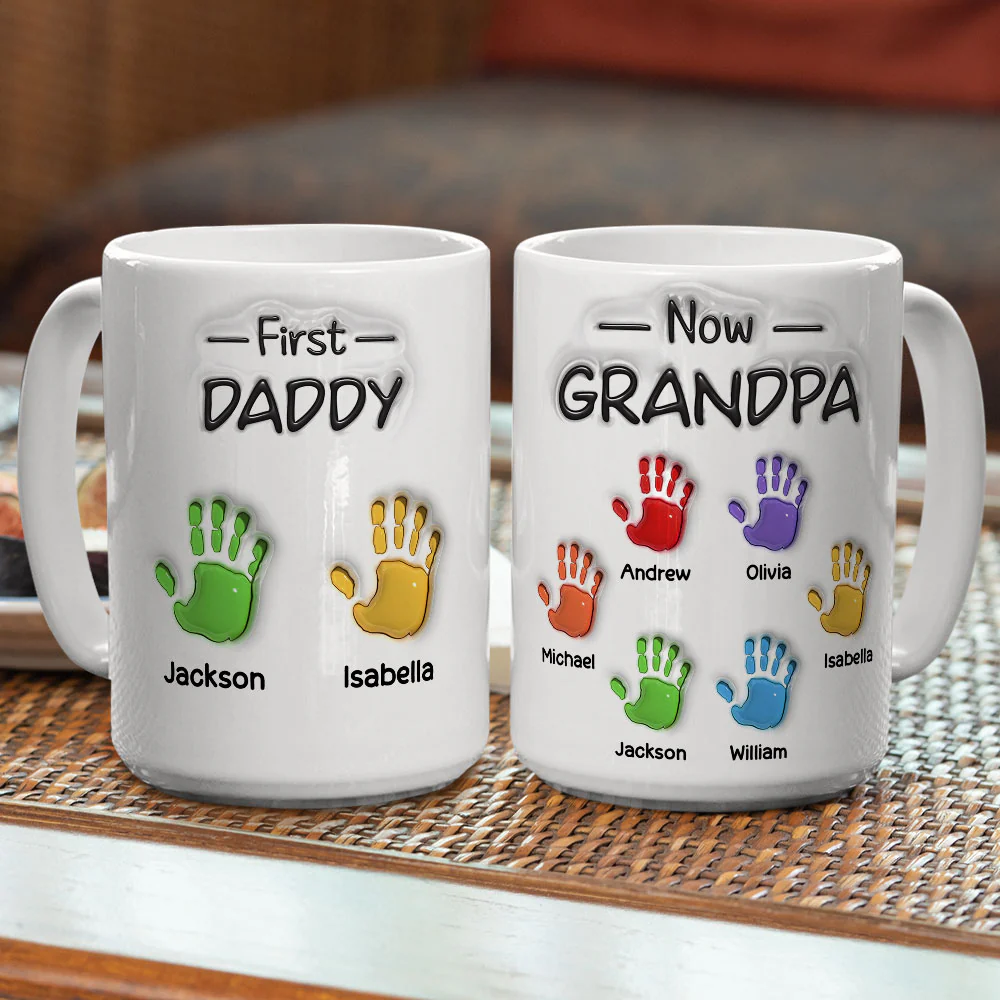 First Dad Now Grandpa Fathers Day - Personalized Custom 3D Inflated Effect Mug - Image 5