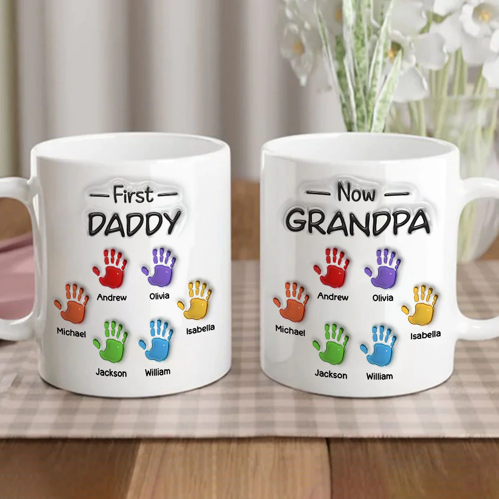 First Dad Now Grandpa Fathers Day Ver 2 - Personalized Custom 3D Inflated Effect Mug - Image 4