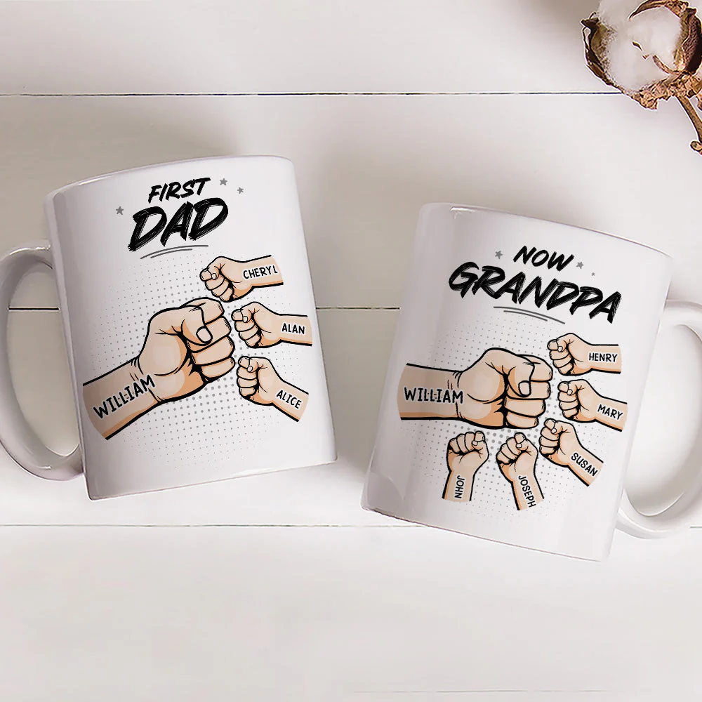 First Dad Now Grandpa - Personalized Custom Coffee Mug - Image 2