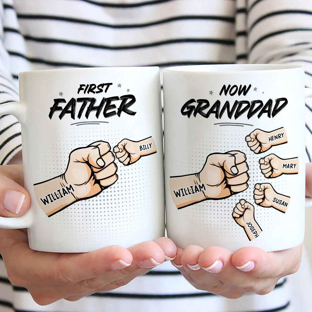 First Dad Now Grandpa - Personalized Custom Coffee Mug - Image 4