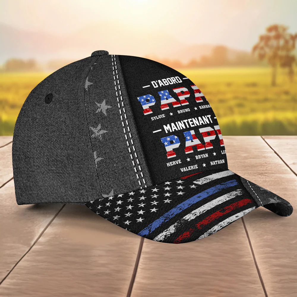First Dad Now Papa 2 - Personalized Custom Classic Cap - Image 4