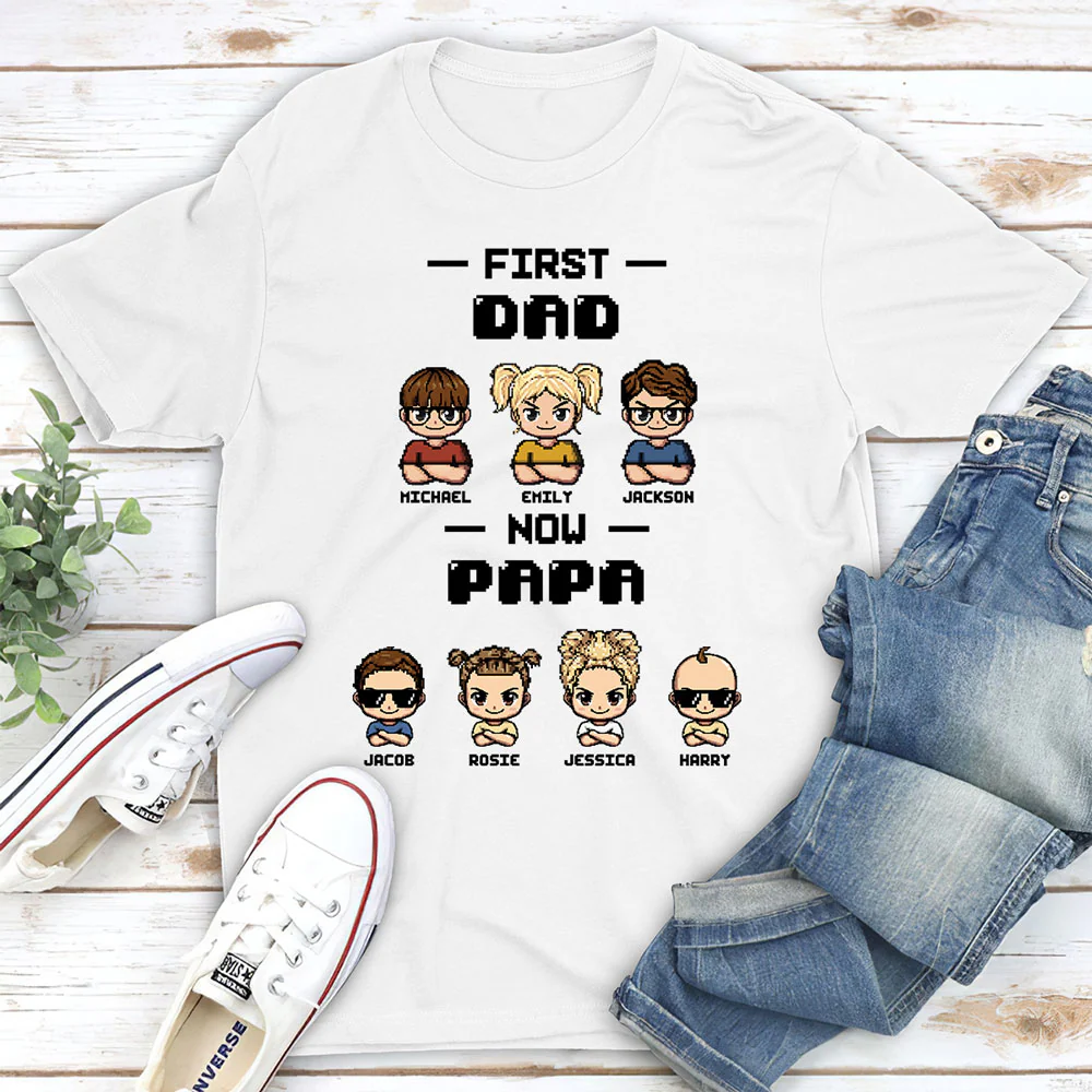 First Dad Now Papa Cartoon - Personalized Custom Shirt - Image 2