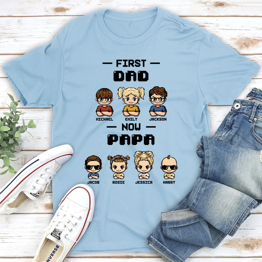 First Dad Now Papa Cartoon - Personalized Custom Shirt - Image 3