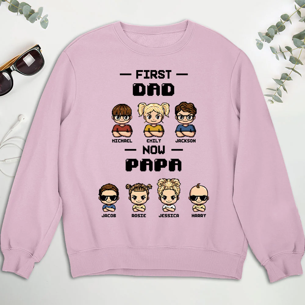 First Dad Now Papa Cartoon - Personalized Custom Shirt - Image 4
