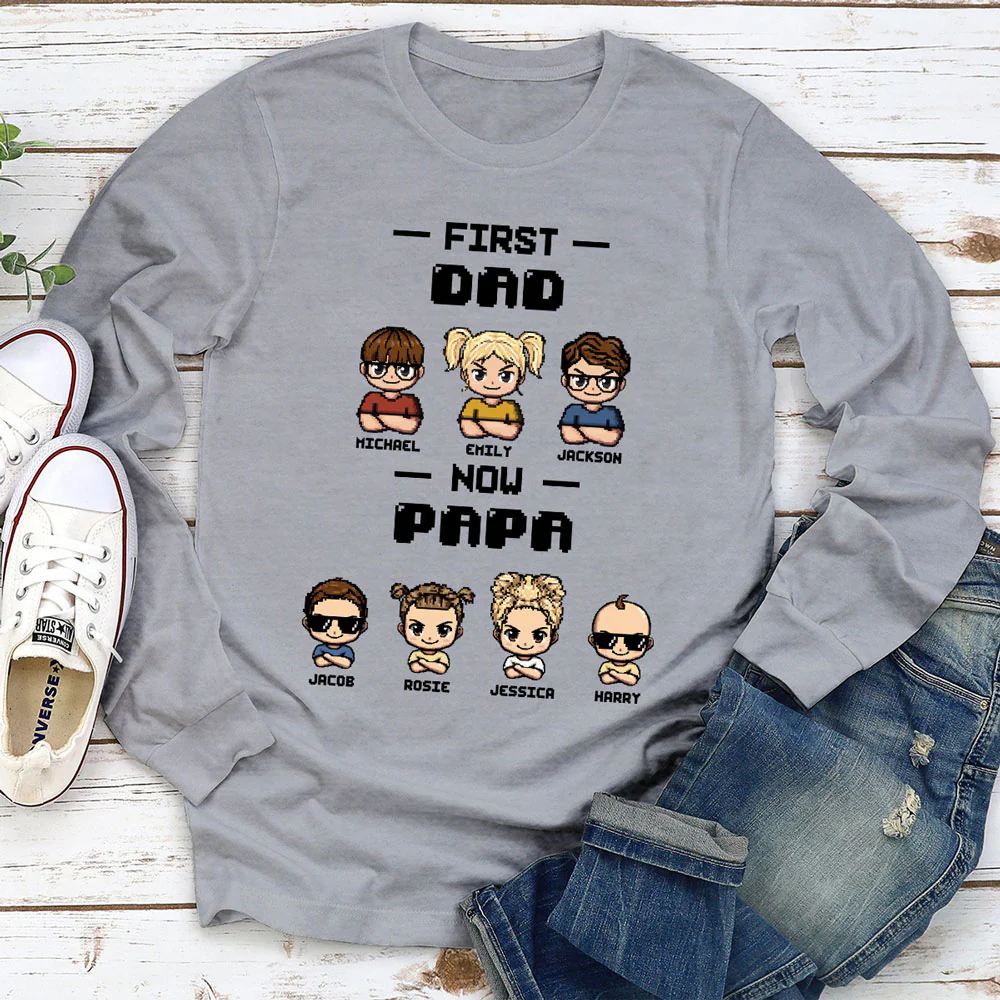 First Dad Now Papa Cartoon - Personalized Custom Shirt - Image 5