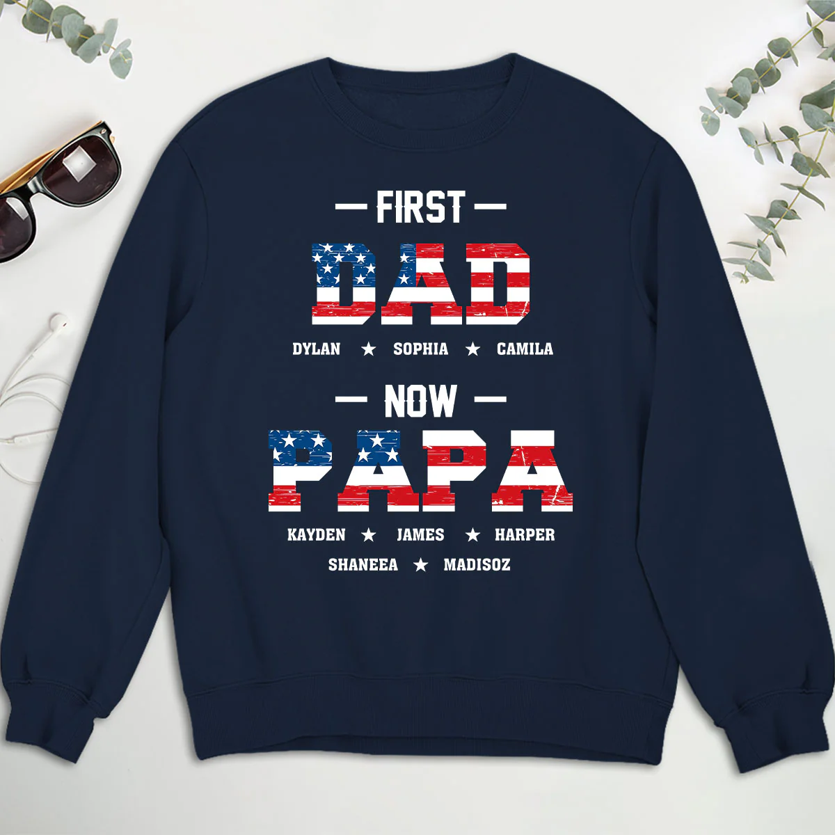 First Dad Now Papa - Personalized Custom Shirt - Image 5