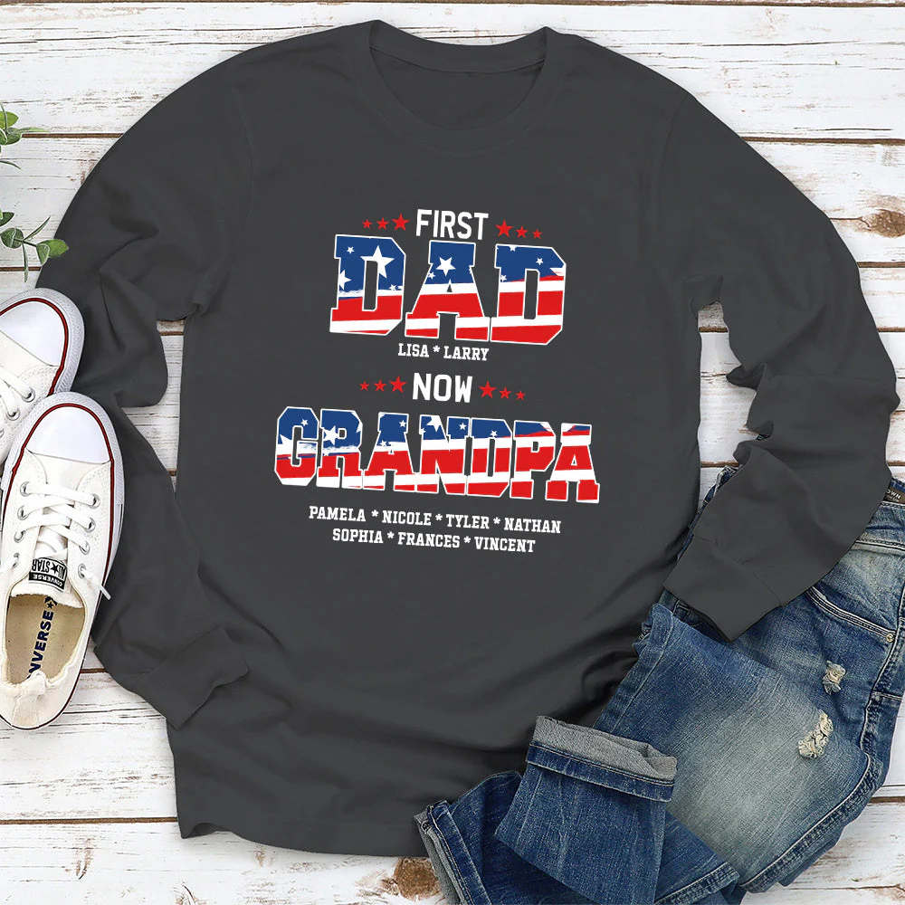 First Dad Now Papa - Personalized Custom Shirt - Image 4