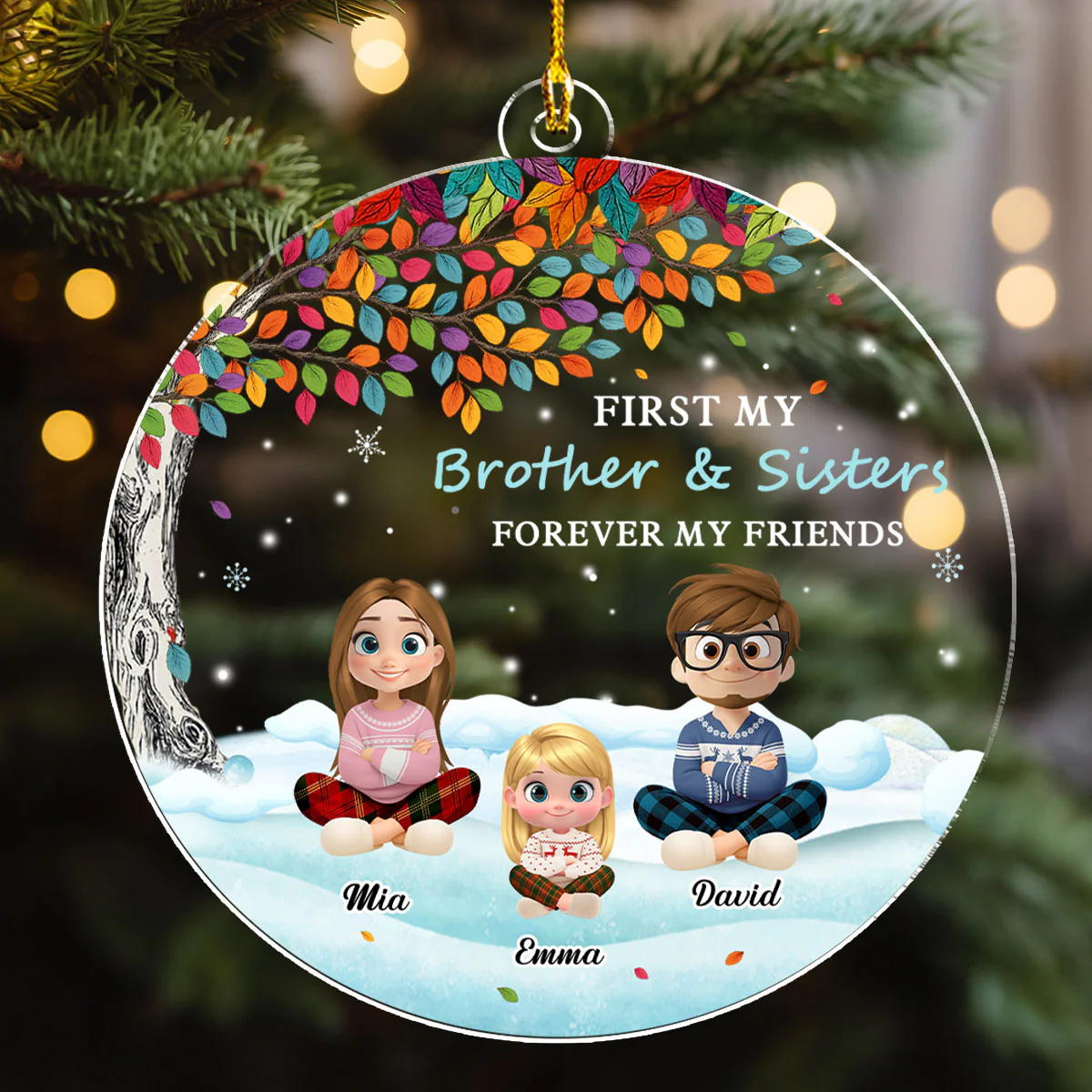 First Family Forever My Friends - Personalized Custom Acrylic Ornament - Image 4